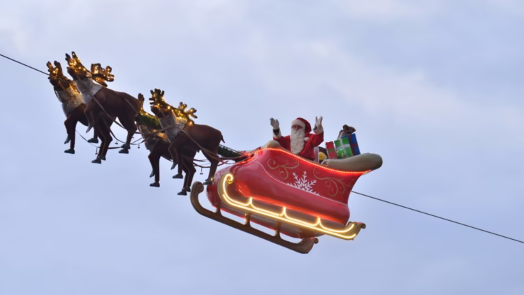 Each December, children and families may visit Father Christmas by cog-wheel mountain train at Santa's Swiss house on Rochers-de-Naye, an Alpine peak towering over Montreux and Lake Geneva (Lac Léman).