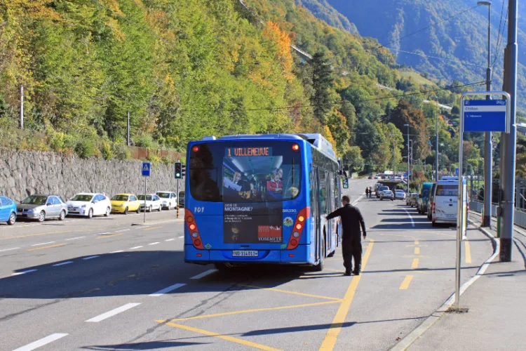Bus Stop at Chateau de Chillon Castle near Montreux