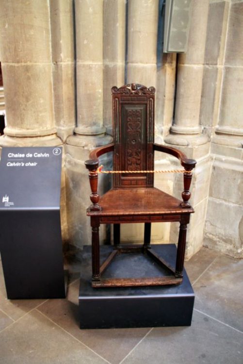 John Calvin Chair in the St Pierre Cathedral in Geneva