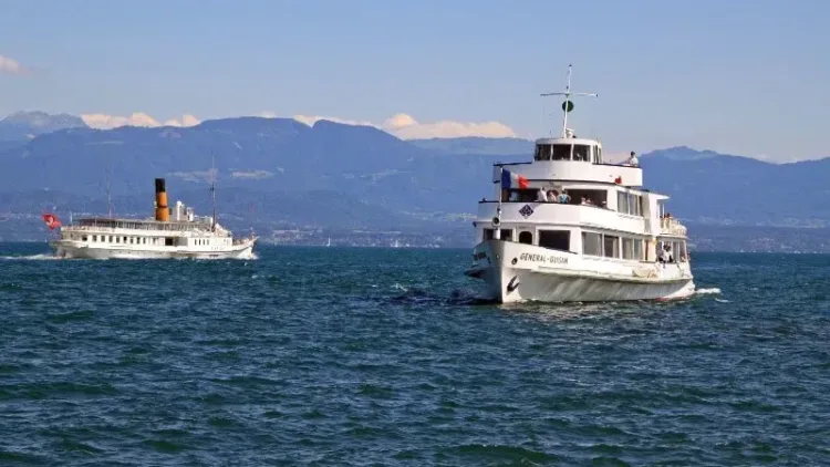 CGN Pleasure Boats Cruising on Lake Geneva