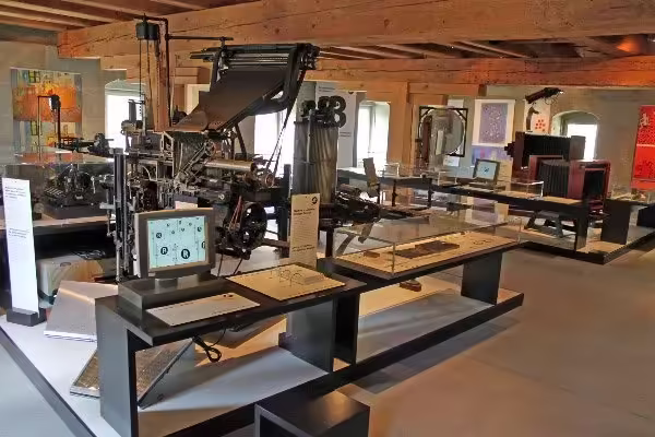 Inside the Gutenberg Museum in Fribourg