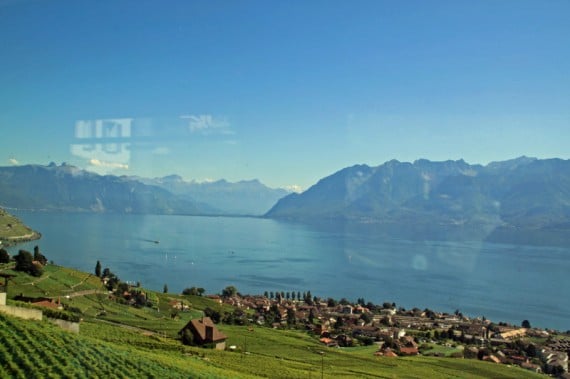 Passing Lake Geneva and the Alps en Route to Fribourg