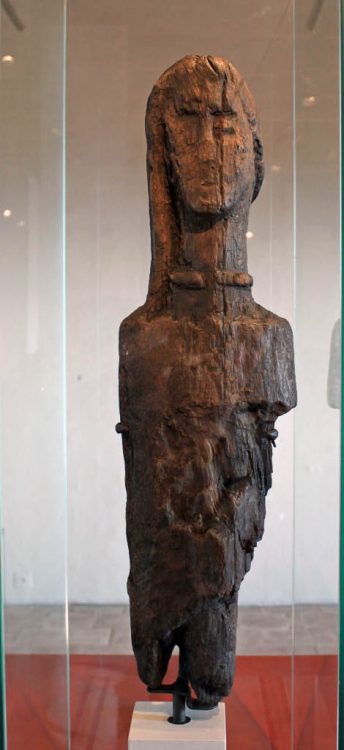 Wooden Celtic Statue in Château d’Yverdon Castle
