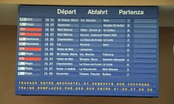 Train Departures Board in Neuchatel