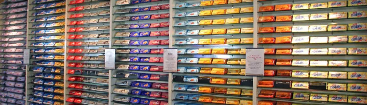 Wall of Cailler Slabs in the Chocolate Factory in Broc, Switzerland