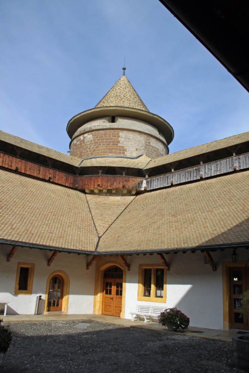 Round Keep of Chateau de Morges Castle in Switzerland