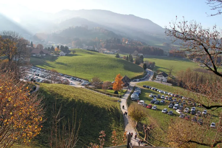 Car Parking at Gruyères in Switzerland