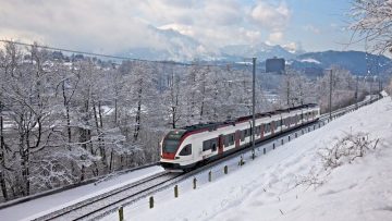 Swiss Railways' Train in the Snow