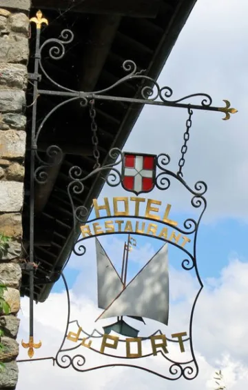 Hotels & Restaurants Sign in Yvoire, France