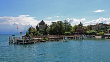 Approaching Yvoire on Lake Geneva, France