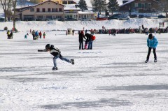 Ice-Skating on Lake Joux in Switzerland Ice-Skating on Lake Joux in Switzerland