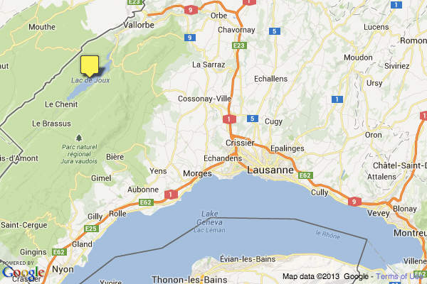 Google map to Lac de Joux in Switzerland