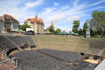 Roman Amphitheater and Renaissance Castle in Avenches in Switzerland