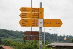 Hiking  Trail Signs in Avenches in Switzerland