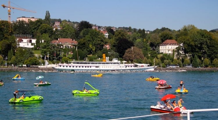 The Olympic Museum Boat and peddle boat activities on Lake Geneva in Lausanne