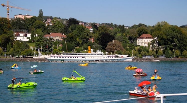 The Olympic Museum Boat and peddle boat activities on Lake Geneva  in Lausanne