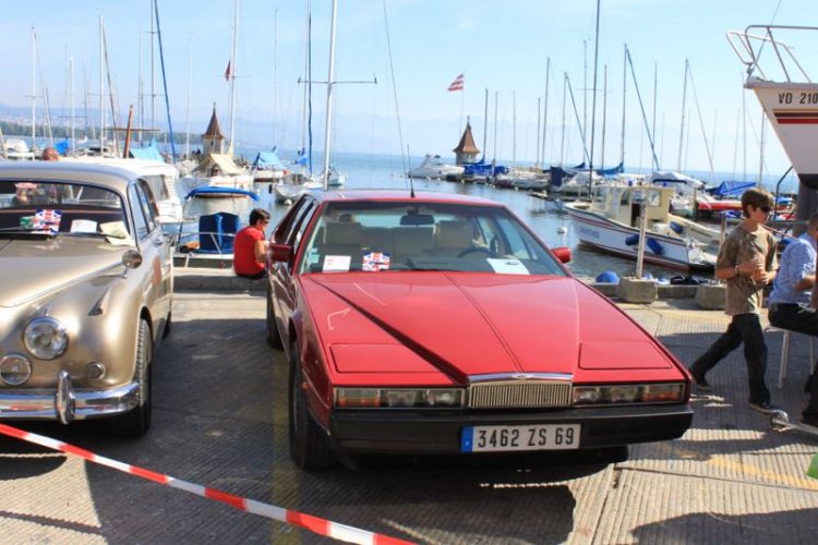 A red Aston Martin Lagonda at the British Classic Cars in Morges