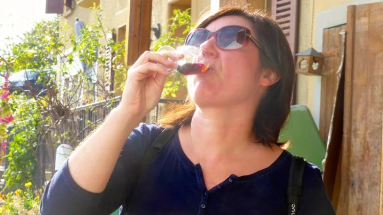 Woman drinking wine