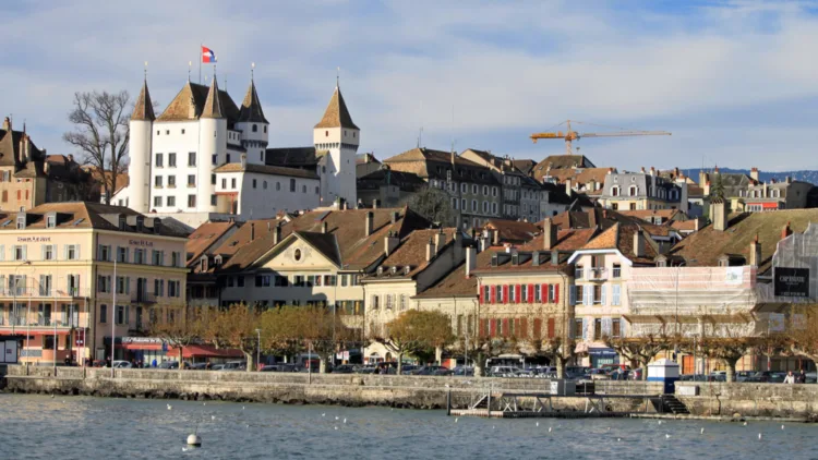 Chateau de Nyon Viewed from Lake Geneva, Switzerland