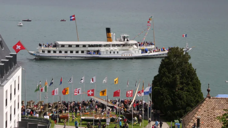 SS Rhone paddle boat off Nyon during the Naval Parade