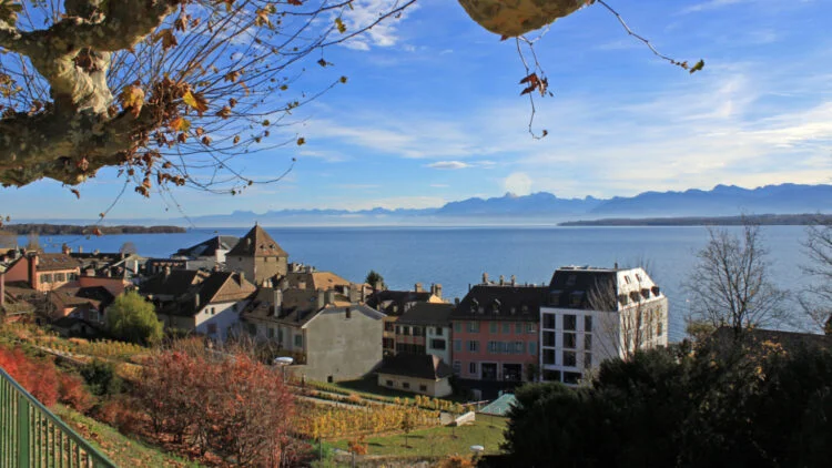Views of Nyon Rive and Lake Geneva