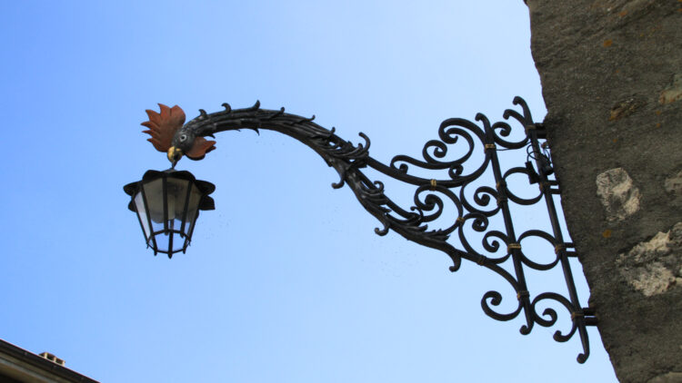 Dragon Wrought Iron lamp holder in St Prex Lake Geneva