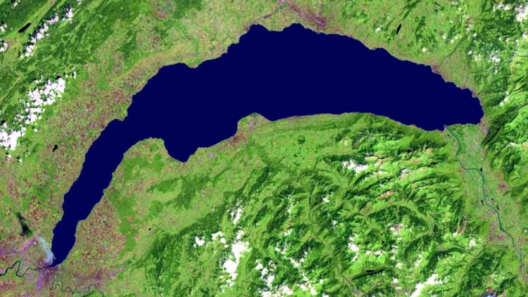 NASA Satellite View of Lake Geneva, Switzerland & France