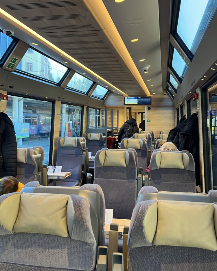 First class seats on the new Golden Pass trains from Montreux to Interlaken