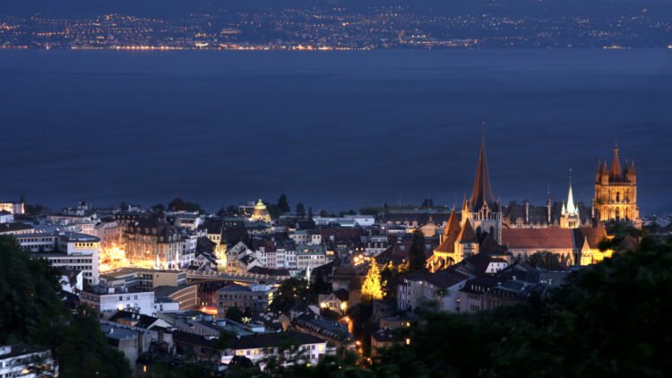 Lausanne at night