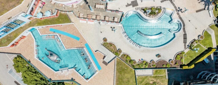 Leukerbad Therme in Switzerland Bird's Eye View