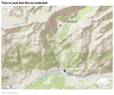Map for train to Leuk and then by bus to Leukerbad
