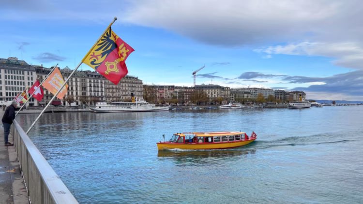 Mouettes are small ferry boats used in Geneva city on four routes to cross from the right to the left bank of the lake and the Rhone River. These yellow Mouettes boats operated by Unireso require a simple "Saute de Puce" (fly's jump / short ride) CHF2 ticket (or any other public transportation ticket).