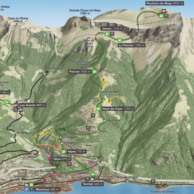 Map Montreux Train to Rochers de Naye