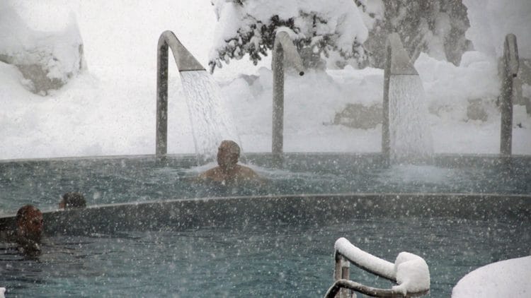 Enjoy Leukerbad Hot Baths in the Snow