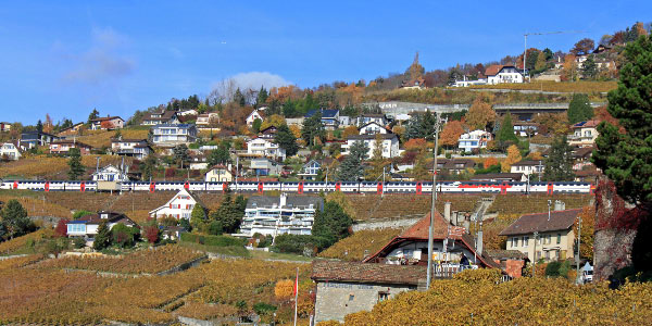 Swiss Train from Geneva Airport en route to Fribourg & Bern Swiss Train from Geneva Airport en route to Fribourg & Bern