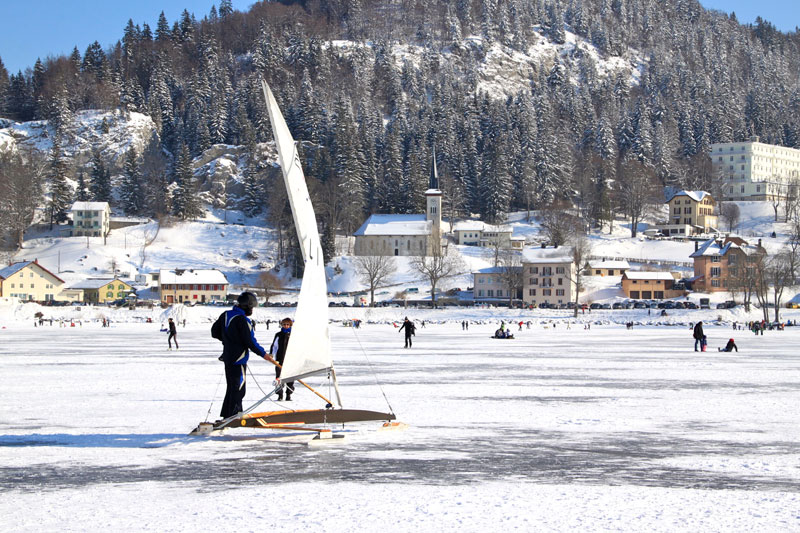 Enjoy Free IceSkating on the Lac de Joux in the Jura Mountains